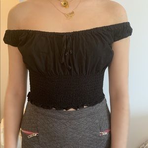Black cropped off the shoulder Brandy Melville top